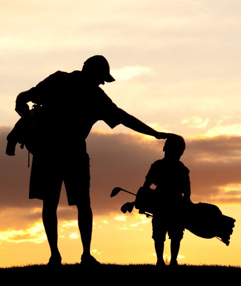 father and son golfing silhouette