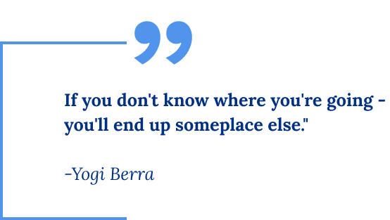 If you don't know where you're going - you'll end up someplace else."                    

-Yogi Berra